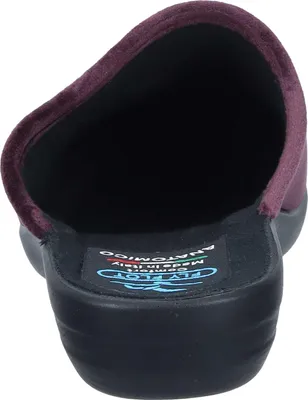 Produktbild von Fly Flot Damen Pantoffel Textil Hausschuh samtig weiche Haptik und Keilabsatz, Größe:38 EU, Farbe:Violett