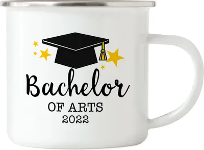 Produktbild von Bachelor of Arts 2022 Emaille Tasse Blau Abschluss Geschenk Studium Absolvent Bachelorabschluss Uni