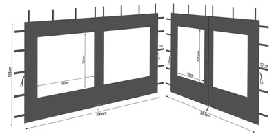 Productafbeelding van Set van 2 Zijwanden met Venster voor Paviljoen 3x4m