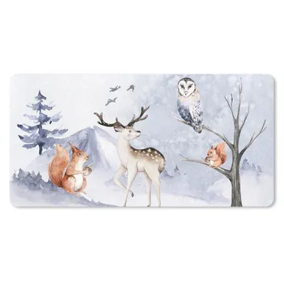 Produktbild von MuchoWow® Mauspad Mousepad Winter - Hirsche - Eichhörnchen 60x30 cm - Mousepads - Maus Mat - Pad - Mausunterlage - Nachhaltig