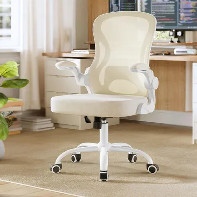 Produktbild von SONGMICS Bürostuhl ergonomisch, Drehstuhl mit Netzgewebe, Schreibtischstuhl mit Lendenstütze, Wippfunktion, klappbare Armlehnen, für Arbeitszimmer