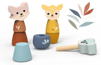 Productafbeelding van Speedy Monkey Houten schroefspeelgoed - dieren. Leerzaam speelgoed voor peuters