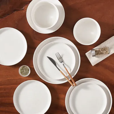 Image de Service de table en faïence, 36 pièces, set de vaisselle pour 12 personnes, assiettes plates, assiettes à dessert et bols
