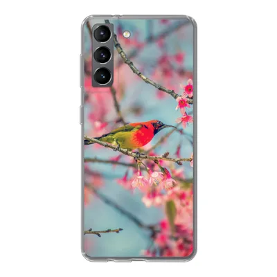 Produktbild von MuchoWow® Handyhülle Schutzhülle Hülle für Samsung Galaxy S21 Vogel - Sakura - Farben Silikon Softcase Handy Hülle - Softcase