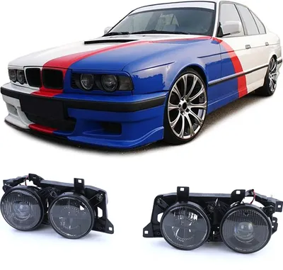 Zdjęcie produktu dla Reflektory Black Smoke H1 lewy + prawy do BMW serii 5 E34 88-95 / serii 7 E32