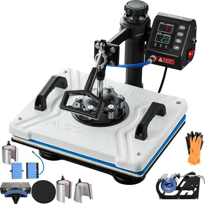 Obrázok produktu pre 10 v 1 tepelný lis 38 x 30 cm Prenosový lis 360-stupňový otočný multifunkčný sublimačný biely textilný lis Tepelný lis na tričká Lis na hrnčeky Lis na klobúky taniere poháre