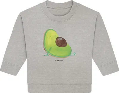 Produktbild von Mr. & Mrs. Panda Organic Baby Pullover Avocado Schwangerschaft 24. - 36. Monat - Heather Grey - Geschenk, Geburt, Bullover, Liebe