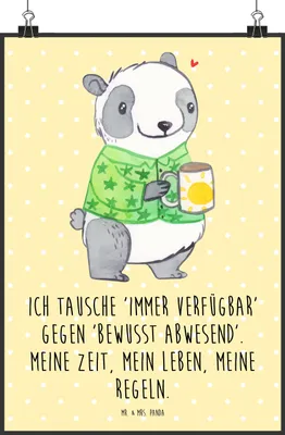 Produktbild von Mr. & Mrs. Panda Bild Panda Burnout DIN A0 - Gelb Pastell - Geschenk, Wandbild, drucke, Wanddeko, Kunstdruck, Überlastung, Erschöpfung