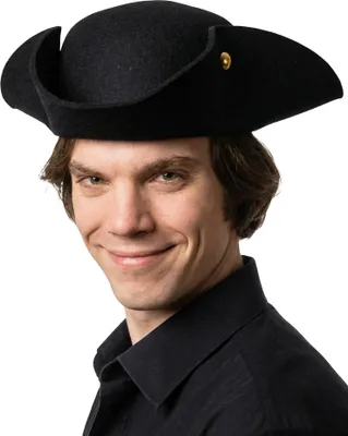 Image de Tricorne noir en laine véritable Taille du chapeau : 61