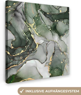 Produktbild von MuchoWow® - Leinwandbilder - Luxus - Marmor - Grün, Wandbild, Wanddeko Bilder Wohnzimmer, 20x20 cm