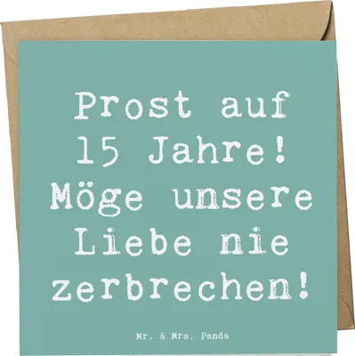 Produktbild von Mr. & Mrs. Panda doppelkarte Spruch 15. Hochzeitstag Gläserne Hochzeit - Meeresbrise - Geschenk, Klappkarte, Liebe, Glückwunschkarte, Heirat, anlasskarte, Grußkarte