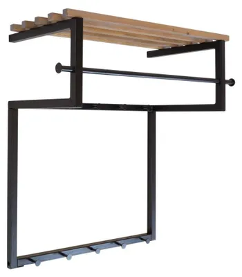 Garderobe Wandgarderobe RIZZOLI Metall Schwarz lackiert mit Hutablage