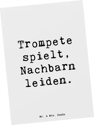 Produktbild von Mr. & Mrs. Panda Postkarte Spruch Trompete Freude - Weiß - Geschenk, laut, Musiker, Ansichtskarte, Ansichtskarten, Blasinstrumente, Instrument, Postkarten, Musik, jazzig