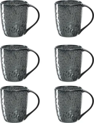 Produktbild von Leonardo Matera Keramik-Tassen 6er Set, spülmaschinengeeignete Kaffee-Tassen, 6 mikrowellenfeste Tee-Tassen, Becher mit Glasur,  grau, 430 ml, 018563