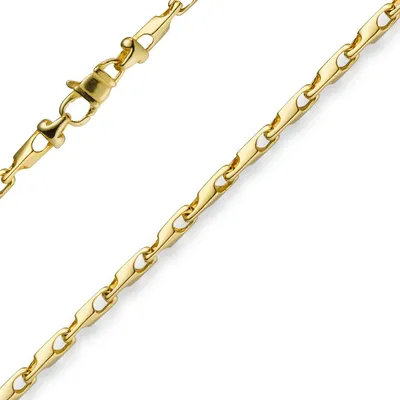 Image de Collier chaîne de 3 mm, modèle "Alain", en or jaune 585 (14 carats), longueur 60 cm, unie. Collier en or