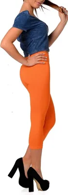 Produktbild von Leggings 3/4  Hoher Bund Baumwolle; Orange S/36