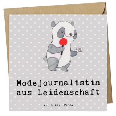Produktbild von Mr. & Mrs. Panda Grußkarte Modejournalistin Leidenschaft - Grau Pastell - Geschenk, anlasskarte, doppelkarte, Lustig, Ausbildung, Reporterin, Spruch, Witzig, Klappkarte