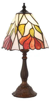 Obrázek produktu pro Stolní lampa s květinovým motivem BOTANICA, vícebarevná, černá, 1xE14x15W, sklo, rozměry: 38x16x16 cm, IP20, Tiffany