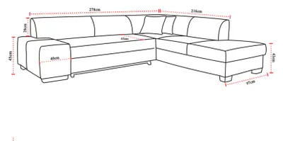 Zdjęcie produktu dla Klasyczna sofa narożna Porto II z funkcją spania sofa tekstylna sofa rozkładana
