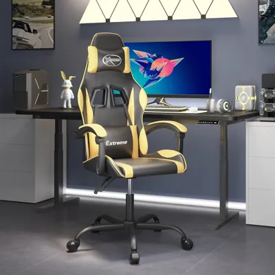 Produktbild von Möbel Gaming-Stuhl Schwarz und Golden Kunstleder - Bürostühle 3143868