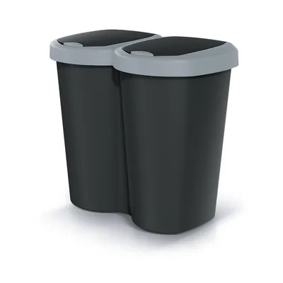 Immagine prodotto di Portarifiuti Compacta B Duo grigio/nero capacità 40L un vano due coperchi montaggio a parete NDBS40-429U_S411