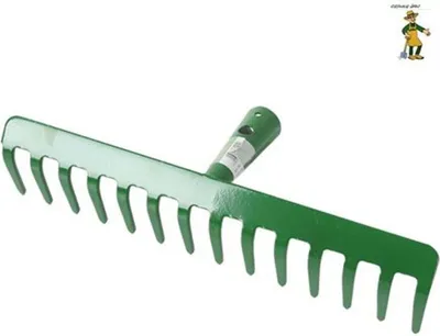 Produktbild von Gartenrechen grün mit 14 Zinken Harke Gartenharke Rasenharke Laubrechen 35,5cm