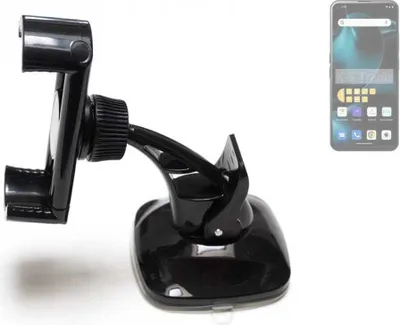 Produktbild von K-S-Trade kompakte Handy-Halterung Windschutzscheibe kompatibel mit Unihertz Start24 Armaturenbrett schwarz Autohalterung KFZ Halter