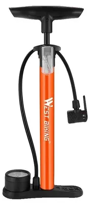 Immagine prodotto di Pompa da bicicletta, 160 PSI, compatibile con valvole Schrader e Presta, arancione