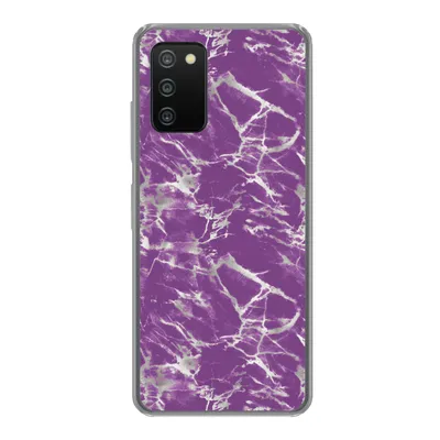 Produktbild von MuchoWow® Handyhülle Schutzhülle Hülle für Samsung Galaxy A03s Violett - Weiß - Marmor - Muster Silikon Softcase Handy Hülle - Schutz