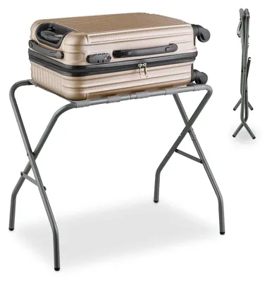 Image de TRANKIELO® - Étagère pliante pour valises, en acier – Rangement à bagages pour la maison et les hôtels – Dimensions : 55 x 67 x 43 cm