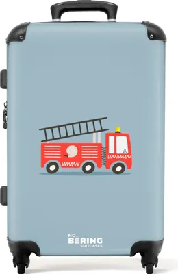 Obrázek produktu pro NoBoringSuitcases.com® Velký kufr - Hasičský - Auto - Vozidlo - Chlapci - Děti - Kombinovaný zámek TSA - Pevná skořepina vozíku na 4 kolečkách - 72 litrů - Cestovní kufr - 66 cmKufr Medium 67x43x25 cm, 72L,