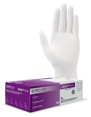 Produktbild von Unigloves Select Plus Latexhandschuhe 9-10 X-Large 100 Stück/Box