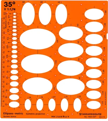 Produktbild von Standardgraph Ellipsenschablone Lange Achse 4-60 mm, je 44 Ellipsen