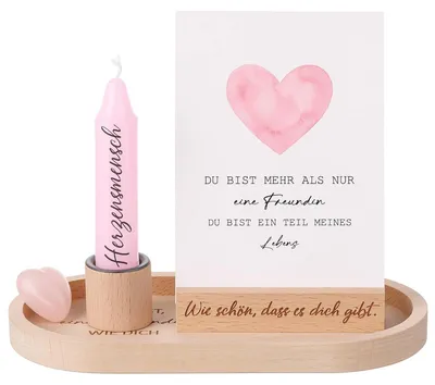 Productafbeelding van Cadeauset voor Vriendinnen met Houten Dienblad en Kandelaar