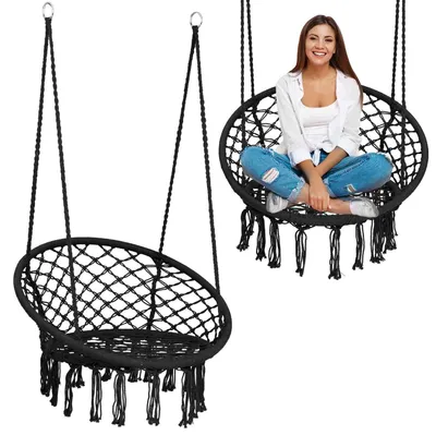 Produktbild von Boho-Hängeschaukel für den Garten, schwarz