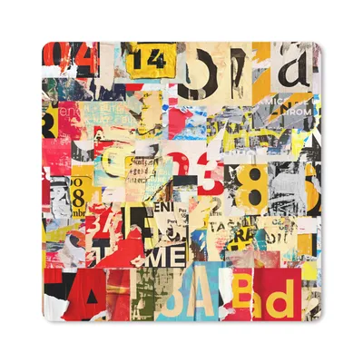 Produktbild von MuchoWow® Mauspad Mousepad Buchstaben - Zahlen -Vintage - Collage 20x20 cm - Mousepads - Maus Mat - Pad - Mausunterlage - Desk Mat - Bureauartikeln