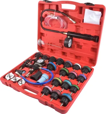 Produktbild von Kühlmittelprüfer, 28-teiliges Set, Enthält universelle Adapter, Lecksuche, Effizientes Vakuum-Nachfüllsystem, Geeignet für verschiedene Fahrzeugmarken