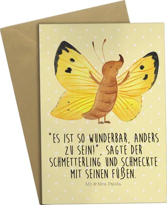 Produktbild von Mr. & Mrs. Panda Grußkarte Schmetterling Zitronenfalter - Gelb Pastell - Geschenk, einladungskarten, weihnachtskarten, Motivation, Liebe, Lustige Sprüche, Anders