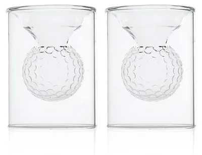 Productafbeelding van Dubbelwandige glazen, set van 2, 40 ml/150 ml, borosilicaatglas, hittebestendig, golfbaldesign