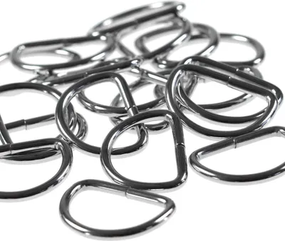 Produktbild von 4 D-Ringe Halbringe Metall 60/50 x 35 x 5mm silber, für Taschen, Rucksäcke usw.