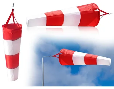 Immagine prodotto di Bandiera a vento da esterno, 80 cm, rosso e bianco a righe, in poliestere