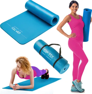 Produktbild von Gymtek Gymnastikmatte 1,5cm - 180x61cm - Trainingsmatte für Pilates, Yoga & Fitness - rutschfeste Yogamatte - Blau