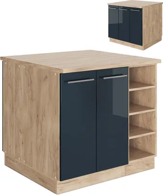 Produktbild von Kücheninsel Vicco Fame-Line Dunkelblau Hochglanz 90 cm ohne Arbeitsplatte, Model 49789