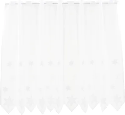 Produktbild von Gardinen Kranzusch Scheibengardine Sterne  90x308 cm H/B Weiß Bistrogardine Vorhang Küche 1er Pack