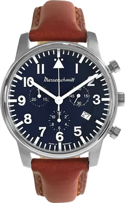 Messerschmitt ME-4544P-L Herren-Fliegeruhr Chronograph Braun/Blau 1