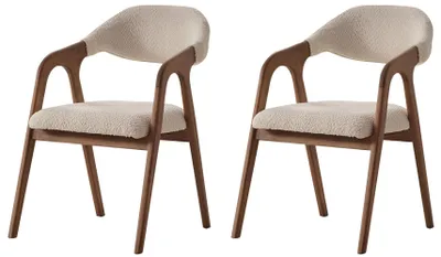Productafbeelding van Moderne beige keukelstoelen, 2 stuks. Elegante stoelen met armleuningen voor de eetkamer