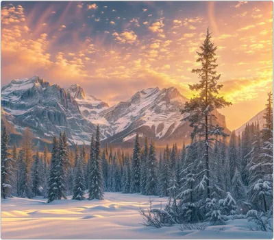 Produktbild von Spritzschutz Herdabdeckplatte Schneidebrett aus Glas Berglandschaft Winter 1-Teilig (60x52cm)