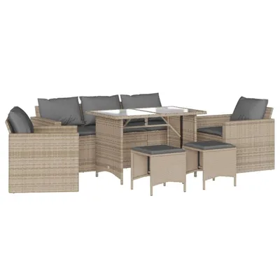 Produktbild von vidaXL 6-tlg. Garten-Sofagarnitur mit Kissen Beige Poly Rattan