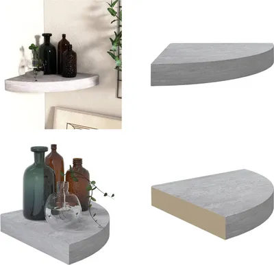 Produktbild von vidaXL Eck Schweberegal Betongrau 25x25x3,8 cm MDF - Wandregal - Wandregale - Wandablage - Wandablagen