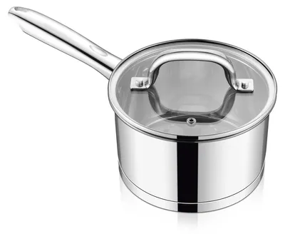 Immagine prodotto di Casseruola per latte - Acciaio inossidabile - 2,8 litri - 18 cm con coperchio in vetro - Induzione
